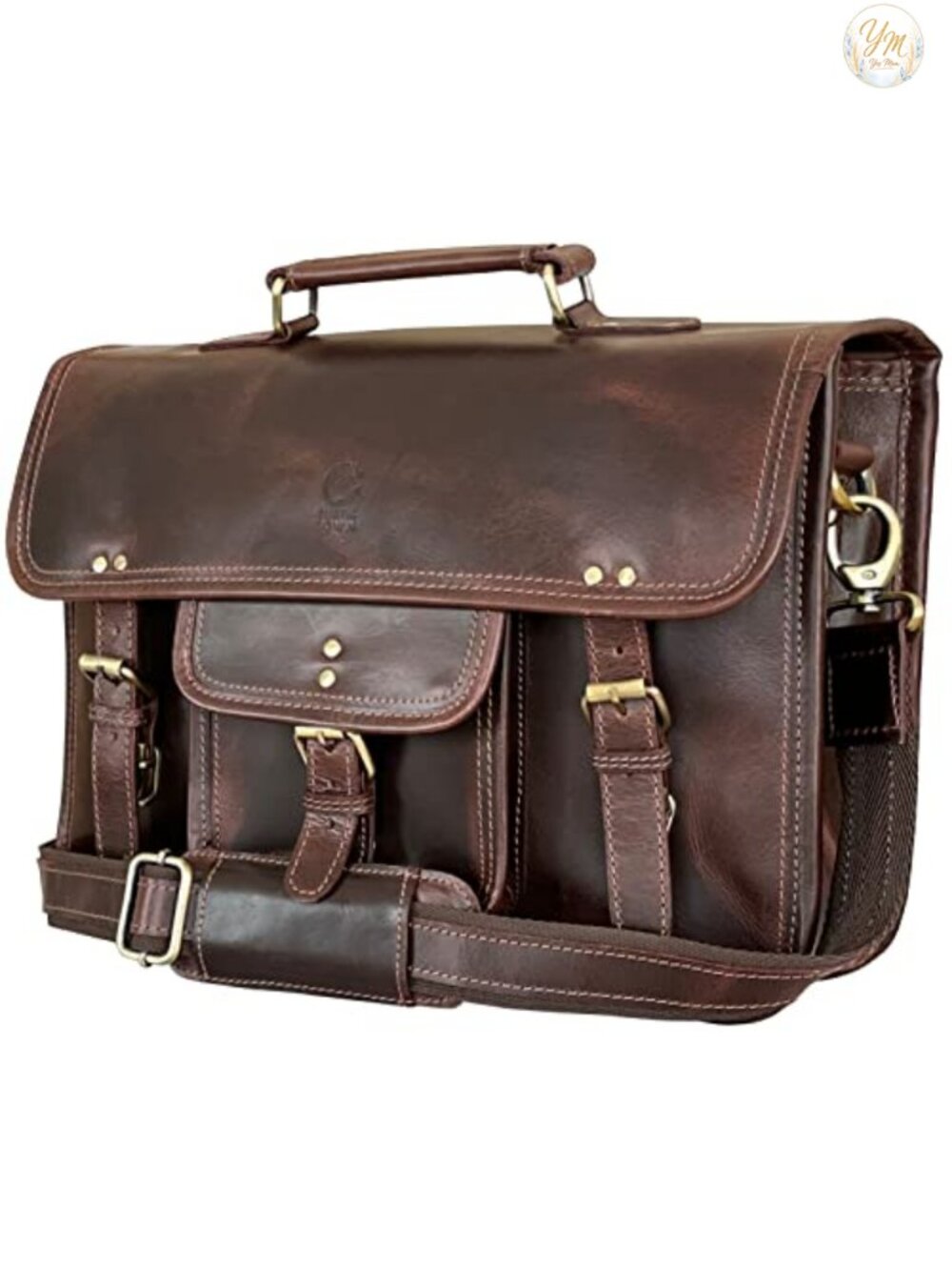 Men's Leather Messenger Bag 16 inch Laptop Briefcase, Office Satchel